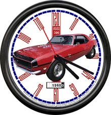 Licensed 1968 Camaro Z28 RS/SS Red Muscle Car General Motors Sign Wall Clock