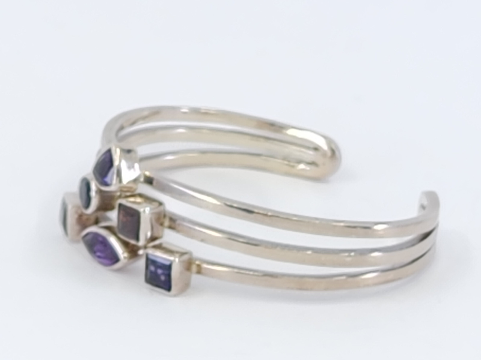MODERNIST SOLID STERLING SILVER AMETHYST and GEM … - image 6