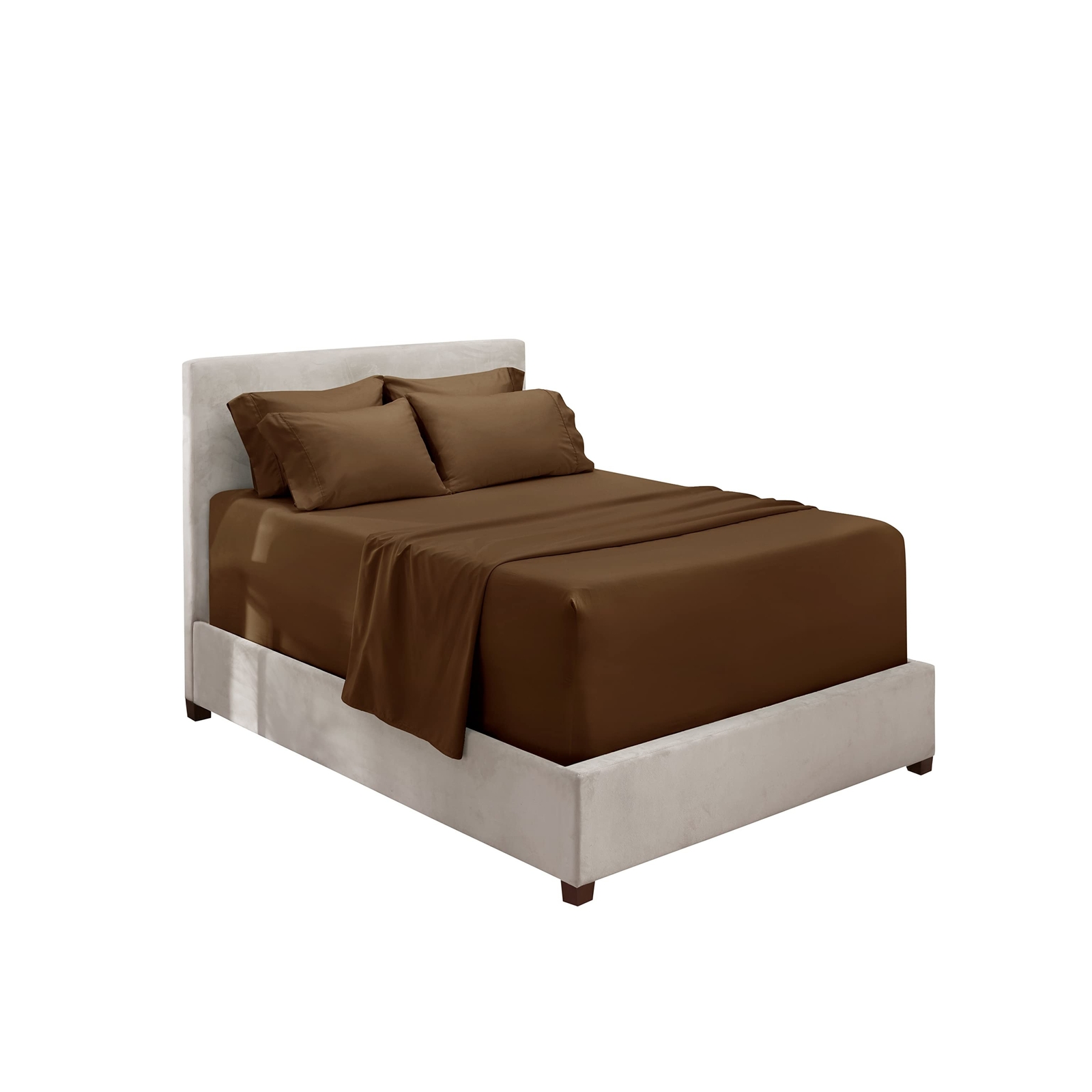 Nestl Twin \u0026 Twin Bed Sheet Set - Extra Deep Pocket - 4 Piece Set Twin Extra Long Chocolate in Brown | XL