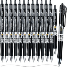 M G Gel Pens, 0.7Mm Black Gel Pens Medium Point, 36 PCS Retractable Gel Ink Roll