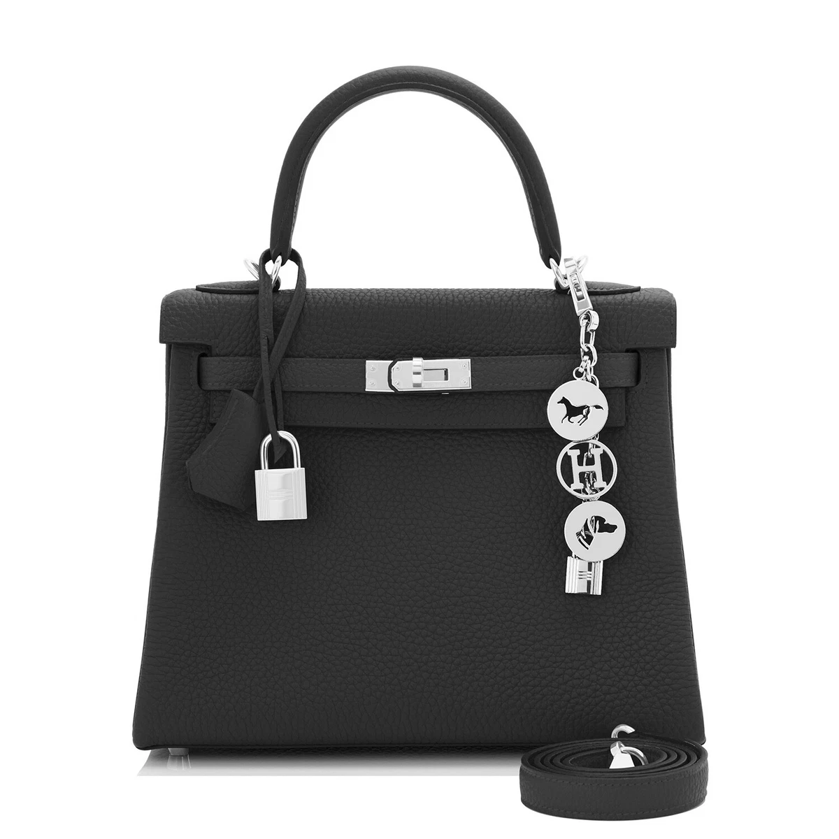 Hermes Kelly 25 Black Togo Palladium Hardware U Stamp, 2022