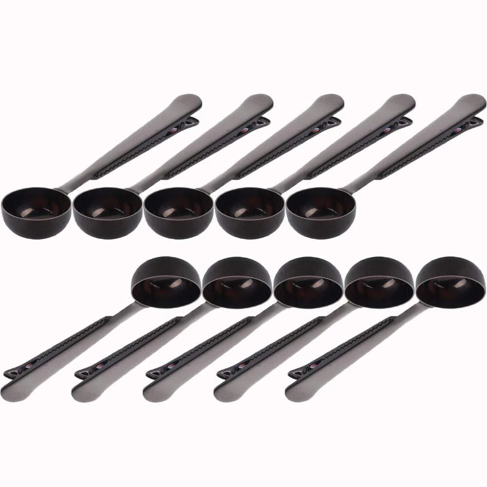 10 Pack Stainless Steel Scoop with Bag Clip for Coffee Tea Protein Powder