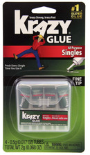 NEW 4-Pack KRAZY GLUE ALL PURPOSE SINGLES, LIQUID FORMULA, .5g, KG582