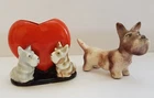 Vintage Figurines set of 2, Glazed Porcelain Scottish Terrier Dogs