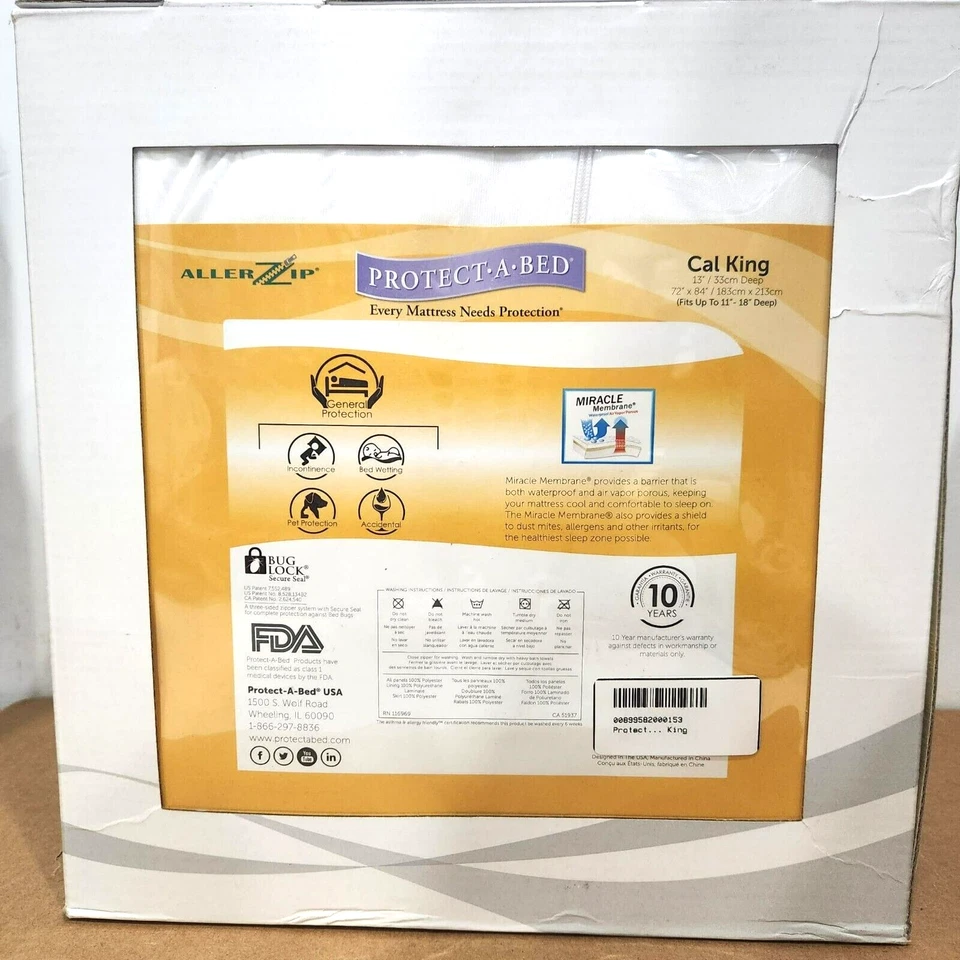 Гладкий матрас Protect-A-Bed Cal King AllerZip защита от аллергии - Изображение 4 из 4