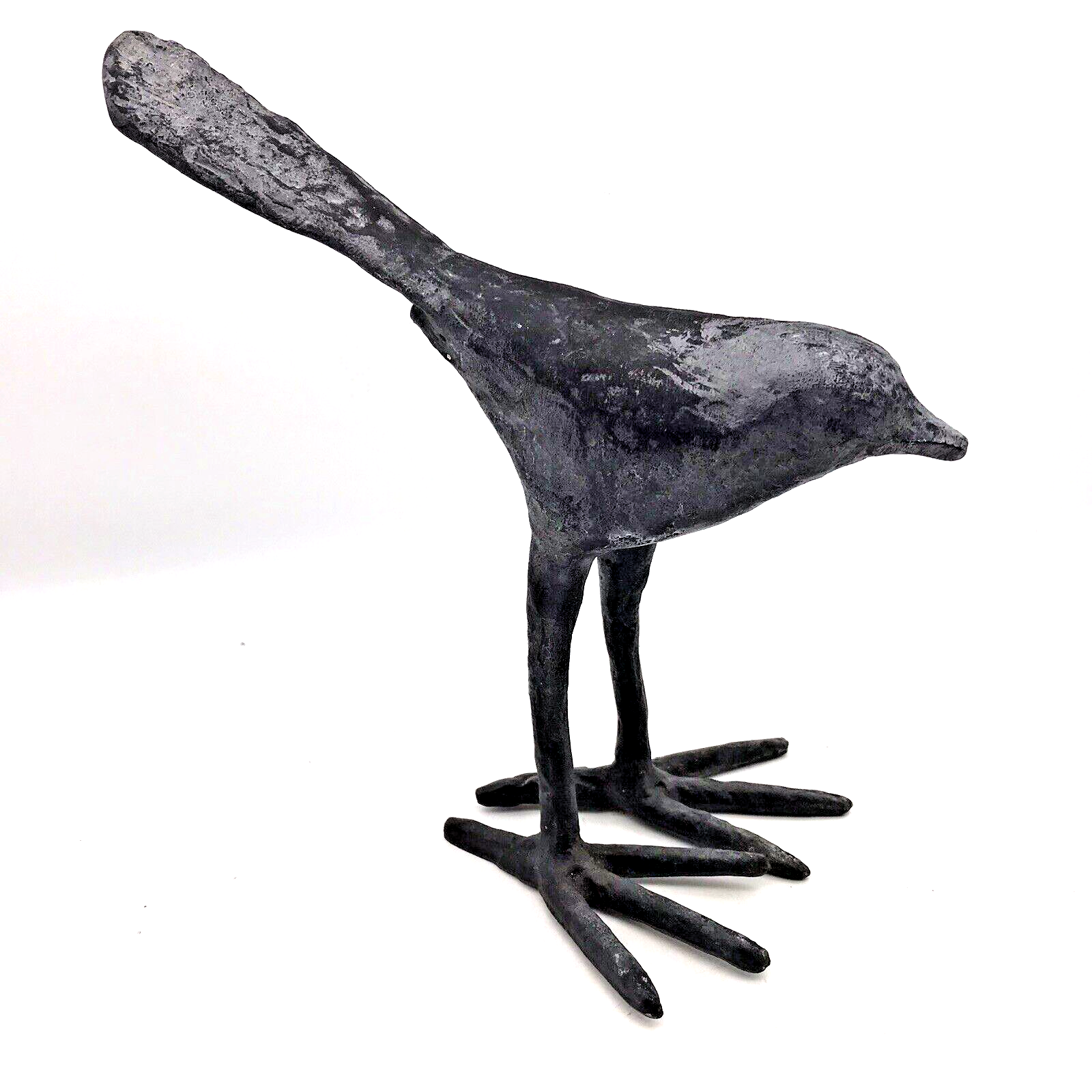 Small Bird Figurine Statue Rustic Cast Iron Garden Yard Home Decor