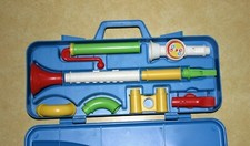 1984VTG FISHER PRICE COMPLETE CRAZY HORN BUGLE TRUMPET KAZOO SAXOPHONE 1MAN BAND