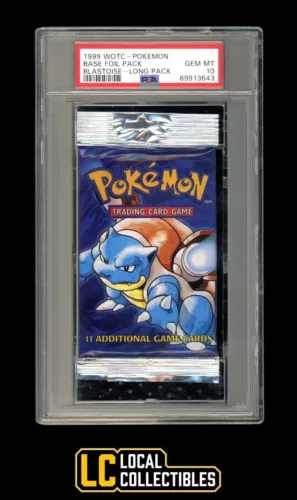 Blastoise Booster Pack Long Pokemon 1999 Base Set Unlimited PSA 10 GEM MINT