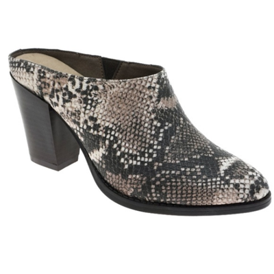 snake print mule heel