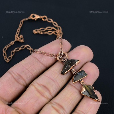 Gift Electroformed Chain Adjustable Necklace Copper Abalone Shell Rough 18.0