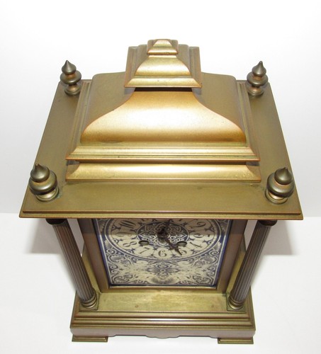 Antique Japy Freres French Bronze & Porcelain Delft Tablets Clock 8-Day - Picture 5 of 14