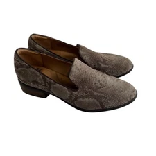 Sofft Womens Leather Slip On Loafers  Size 6M Snake Print Brown EUC