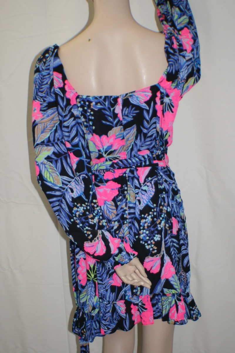 Lilly Pulitzer Lila Long Sleeve Dress Onyx Earned Stripes Sz