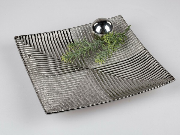 Deko-Teller „Antik-Silber“, Aus Keramik, Ca. 28X28Cm-image