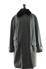 Acronimo Womens Short Coat Overcoat 44/46 Green Olive Plain Half Length Lined Collar