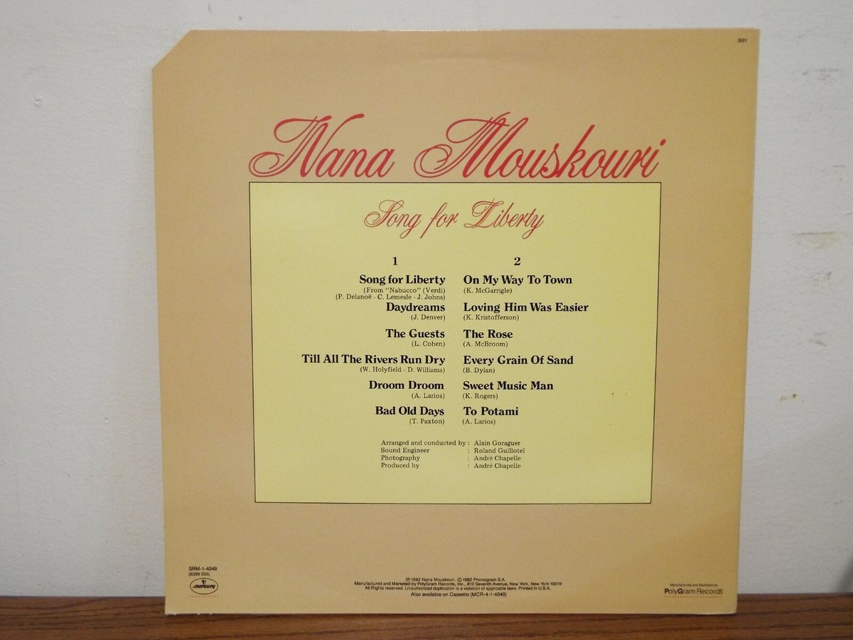 NANA MOUSKOURI SONG FOR LIBERTY 1982 LP VINYL ALBUM | eBay