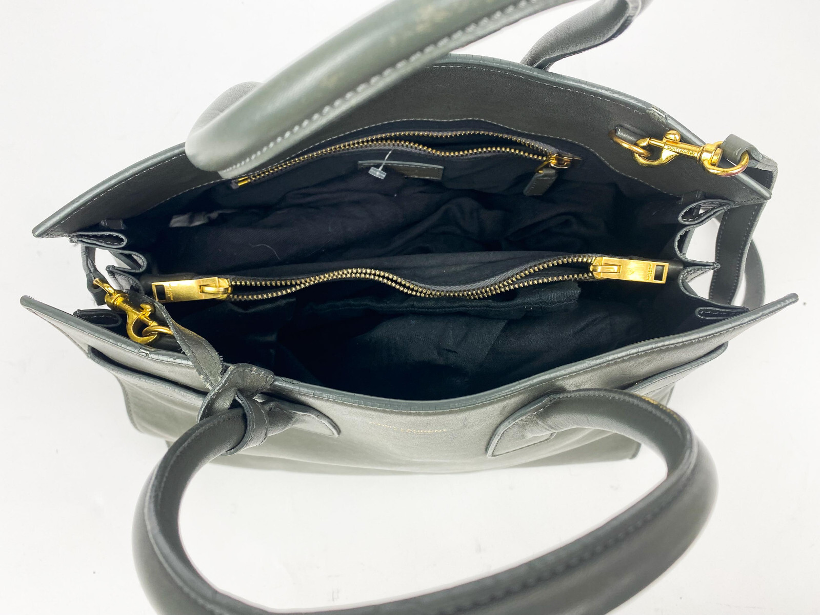 SAINT LAURENT PARIS YSL Sac De Jour Mini piccola borsa a mano in pelle grigia