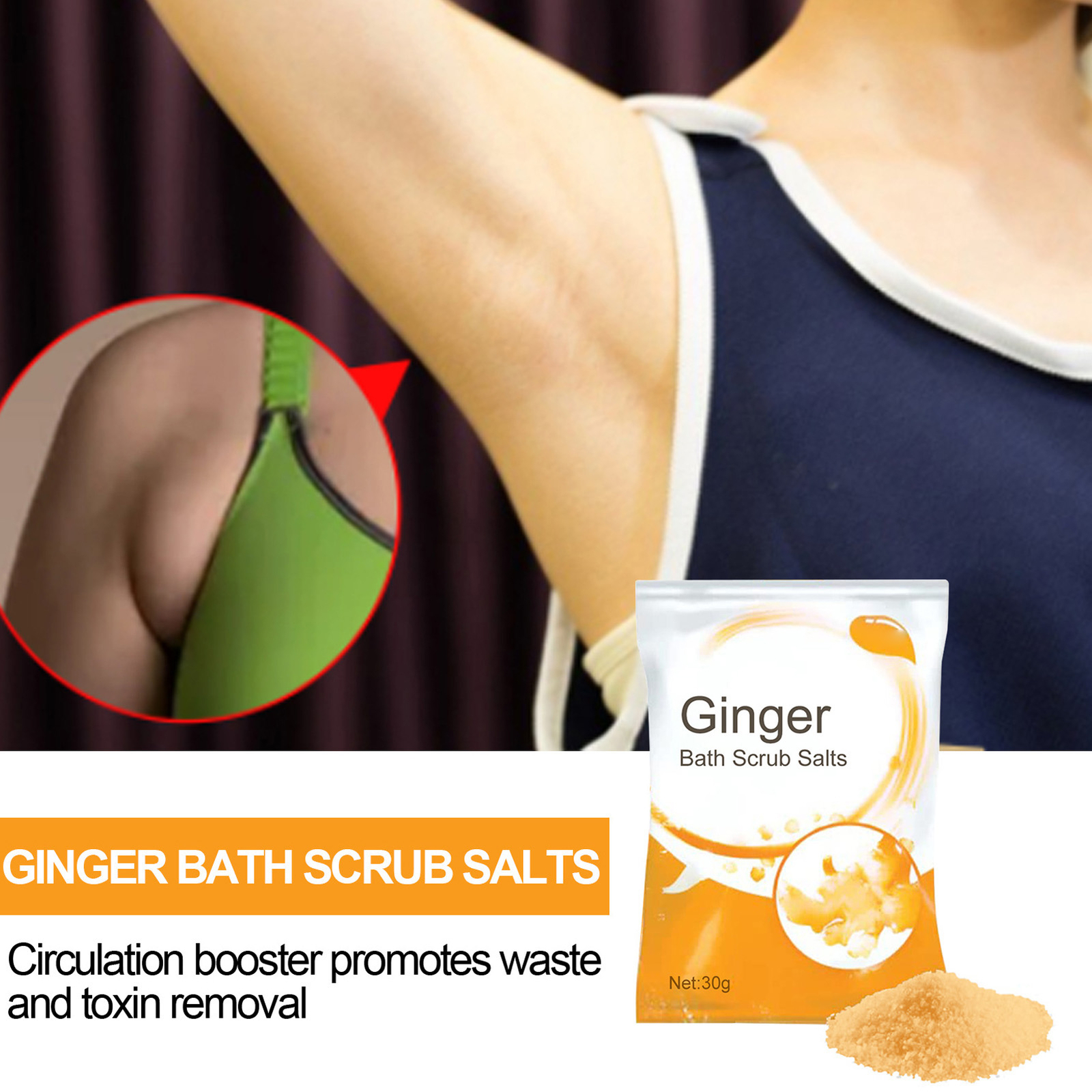 Badesalz Ingwer Peeling Feuchtigkeitsspendend Tiefenreinigung Badepulver 30g