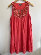 Luxology Women’s 12 Mini Shift Embroidered Dress Lined Sleeveless Salmon Pink