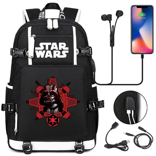 Anime Star Wars Darth Vader Yoda Mochila USB Mochila Bolsa de Viaje - Imagen 14 de 19