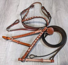 Showman Western Horse Brown Leather Tack Set Studded
