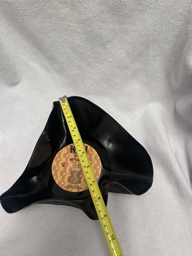 Upcycled Vtg melted vinyl record bowl, pot, planter, tray, art craft novelty - Picture 2 of 4
