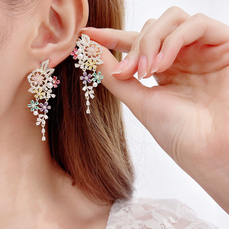 Fashion Crystal Zircon Drop Dangle Earrings Jewelry for