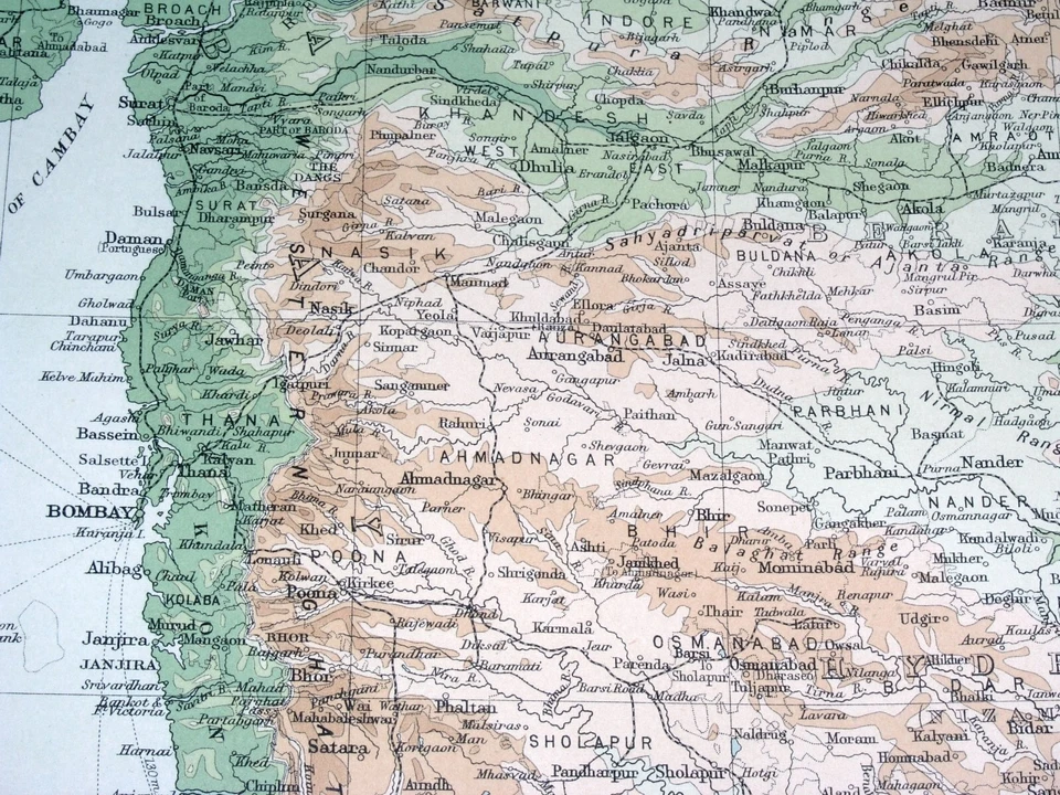 1922 КАРТА ЮЖНОЙ БРИТАНСКОЙ ИНДИИ МУМБАИ БОМБЕЙ МАХАРАШТРА ЦЕЙЛОН ШРИ-ЛАНКА - Изображение 3 из 4