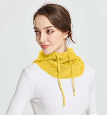 Warm Hooded Scarf Hat for Women Balaclava Knit Skull Cap  display picture 3