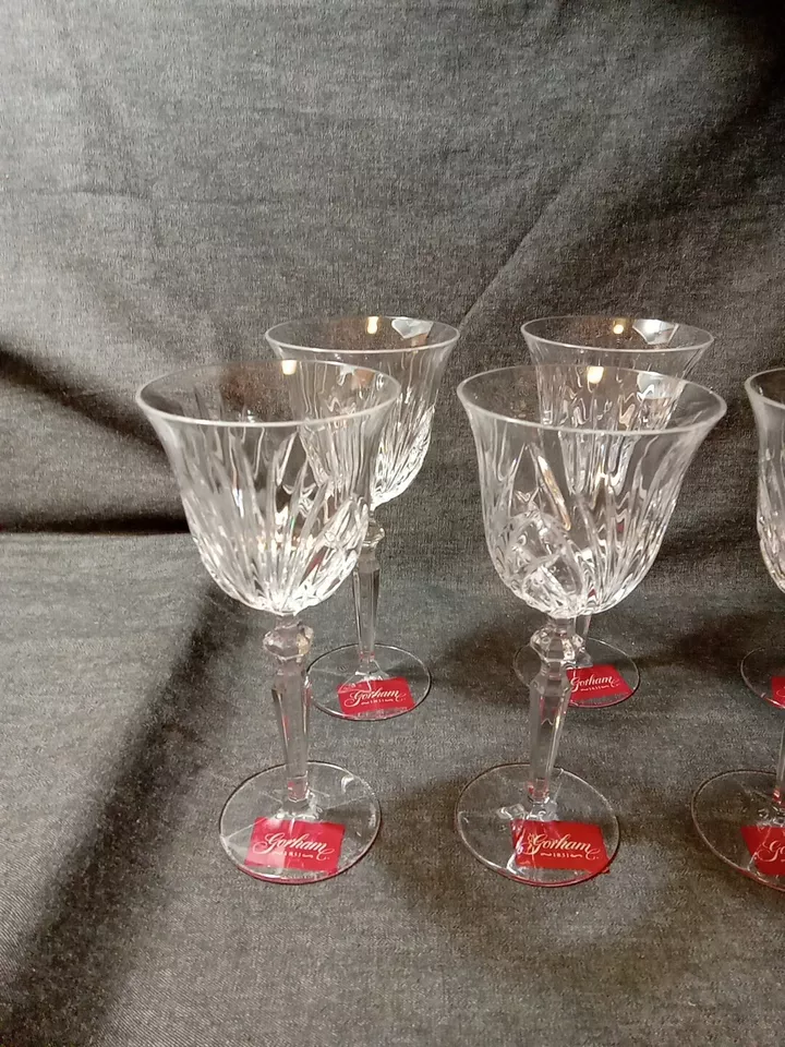 6 New Gorham Crystal Rosewood(newer) Goblet Glasses - Image 2 of 4