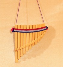 Pan Flute Bamboo 17cm 13 Tubes Blue Red Peru Indian Inca Music Indian Fancy Dress