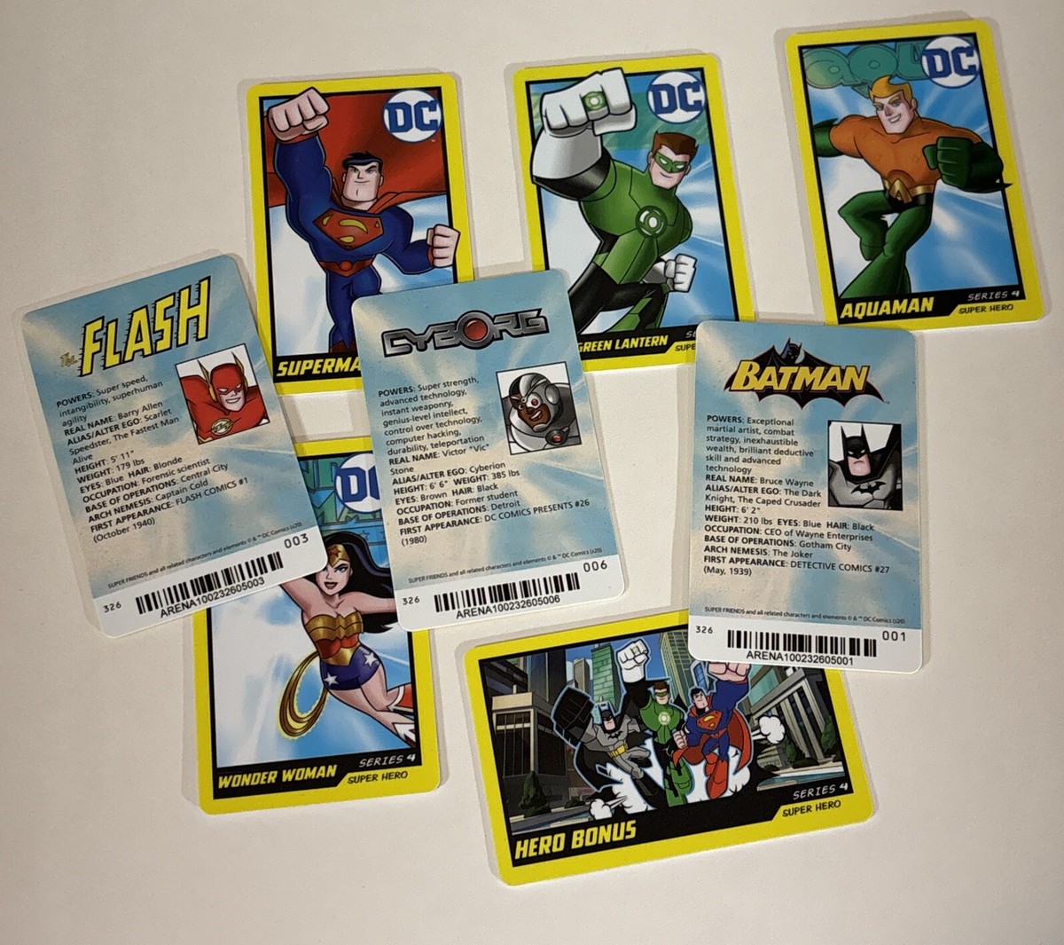 DC Comics Series 4 Arcade Coin Pushers Super Hero Arena Cards LOT OF 8 CARDS