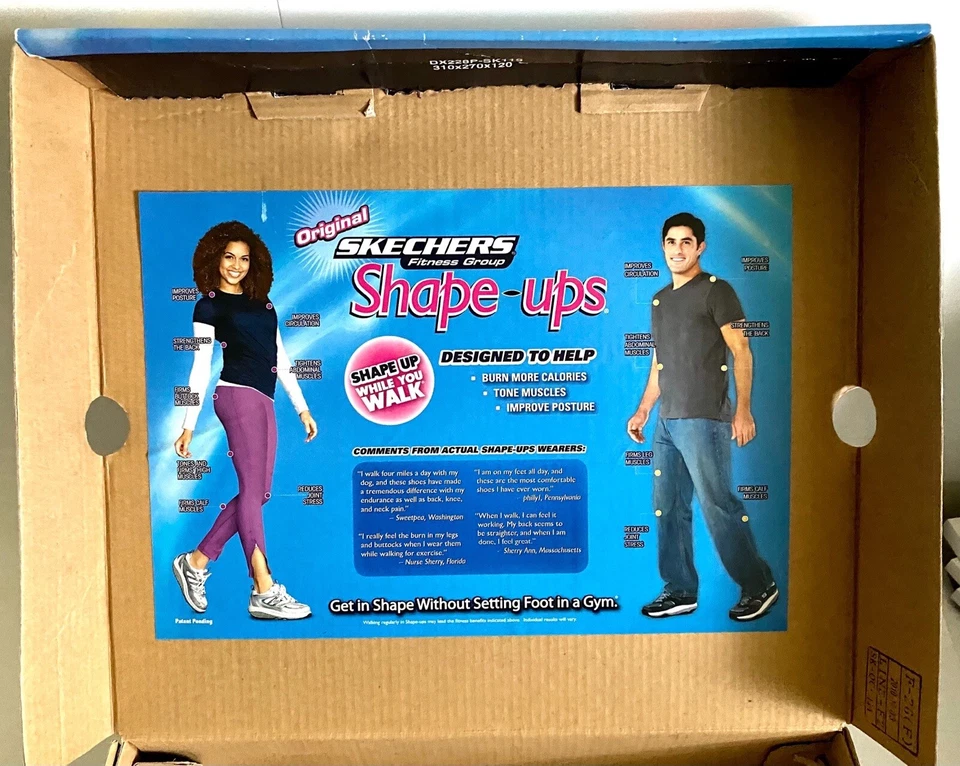 女士 Skechers Shape Ups 9.5 白色银色灰色色调步行鞋 11800/WSL — 第 3/4 张图片