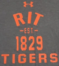 Under Armour RIT Tigers Shirt Mens Small Gray Heatgear Charged Loose Adult A52