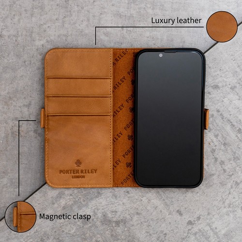 PORTER RILEY - Samsung Galaxy A55. Genuine Leather Stand / Cover / Wallet Case - Picture 13 of 25