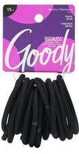 GOODY - OUCHLESS - THICK HAIR - BLACK - NO METAL -ELASTICS HAIR TIES - 10 COUNT