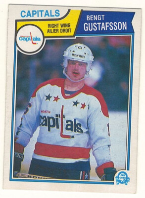 1983-84 O-PEE-CHEE # 370 BENGT GUSTAFSSON CAPITALS OPC HOCKEY  NICE / NO CREASES