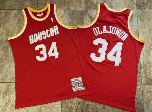 Houston Rockets Hakeem Olajuwon vintage red 34 basketball jersey - product listing photo