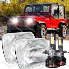 A For Jeep Wrangler Yj 1987-1995 5x7 7x6 Inch Led Headlights H6054 Rectangle