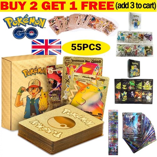55PCS Pokemon Card Foil GOLD PACK 55 CARDS TCG GX Vmax GX Card