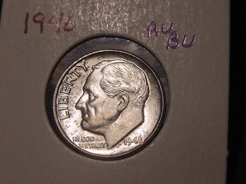 1946 ROOSEVELT DIME AU BU NICE ORIGINAL COIN FREE SHIPPING