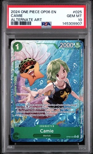 2024 ONE PIECE OP06-WINGS OF THE CAPTAIN ALTERNATE ART #025 CAMIE PSA 10