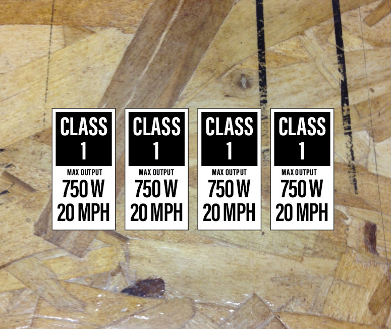Ebike E-Bike Vinyl Decals Stickers Class Classification USA Bike Frame 4 for 1
