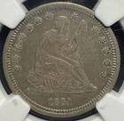1861 Seated Liberty 25c Quarter CIVIL WAR 0.25 United States Silver Coin, NGC 35