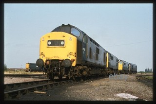 ORIGINAL 35mm slide Class 37 37128 & 31175 at March shed c.1980.