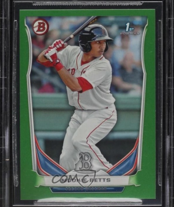 2014 Bowman 1st Prospect Rookie /199 Green Paper #BP109 Mookie Betts RC SP BGS 9 view 13