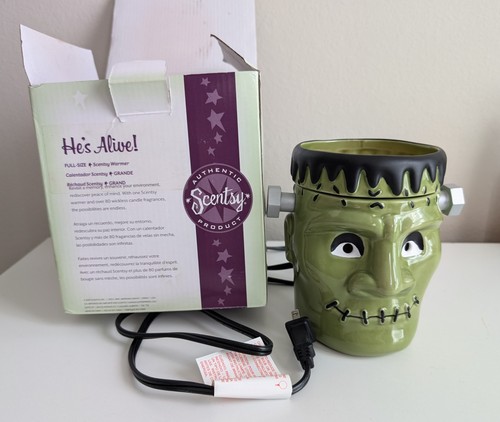 Scentsy he’s alive wax warmer full size green Frankenstein Halloween decor