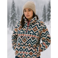 Eddie Bauer Women's Aztec Sherpa Fleece 1/4 Zip Pullover Jacket Southwest M