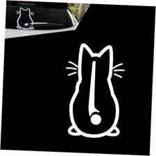 Cute Cat Car Rear Windshield Wiper Decal, Waterproof Funny Cat 1 PC White Cat