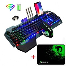 UK Cordless Wireless Gaming Keyboard and Mouse Set LED Backlit Mechanical Keypad